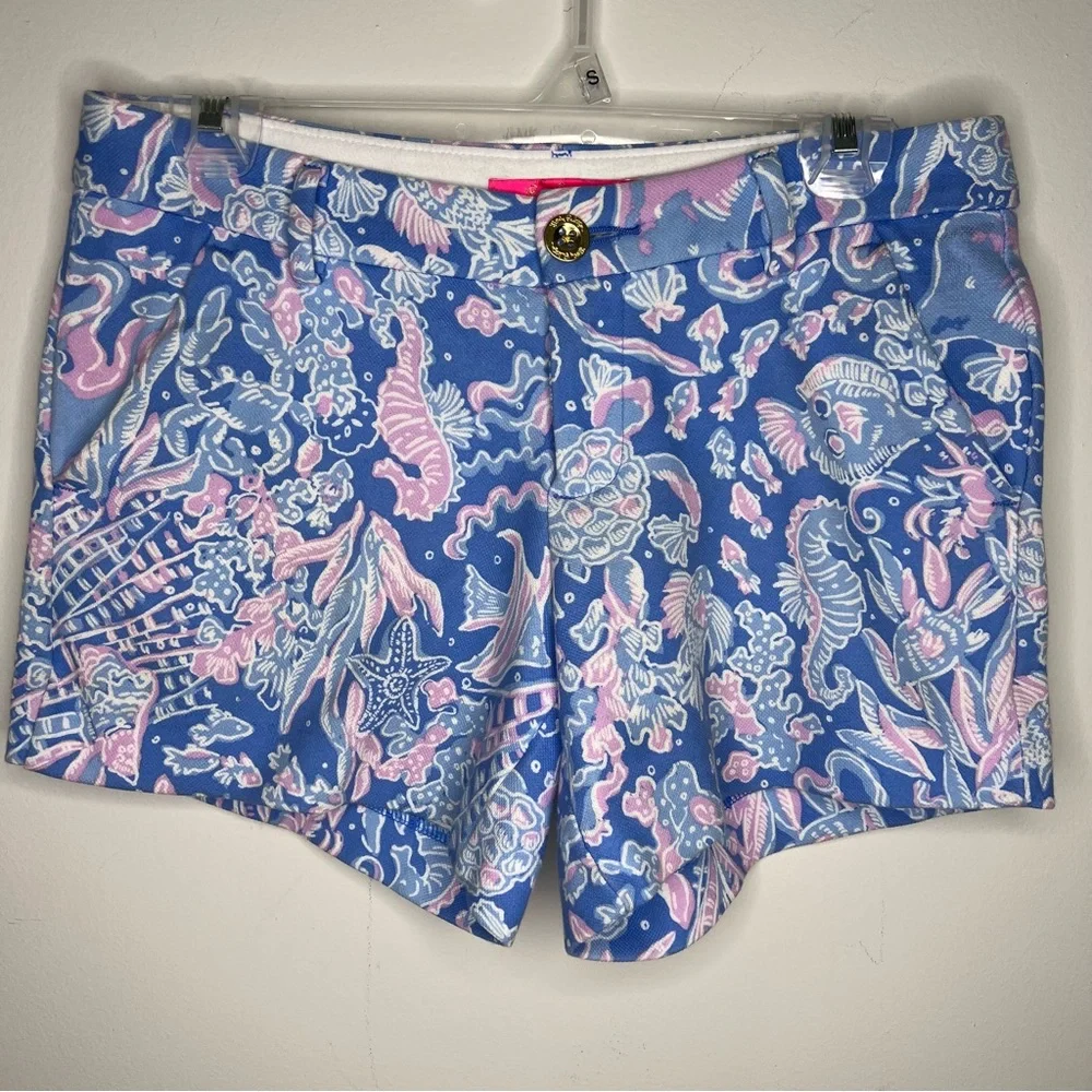 Lilly Pulitzer Callahan Knit Shorts Boca Blue Sea What I Sea A8‎